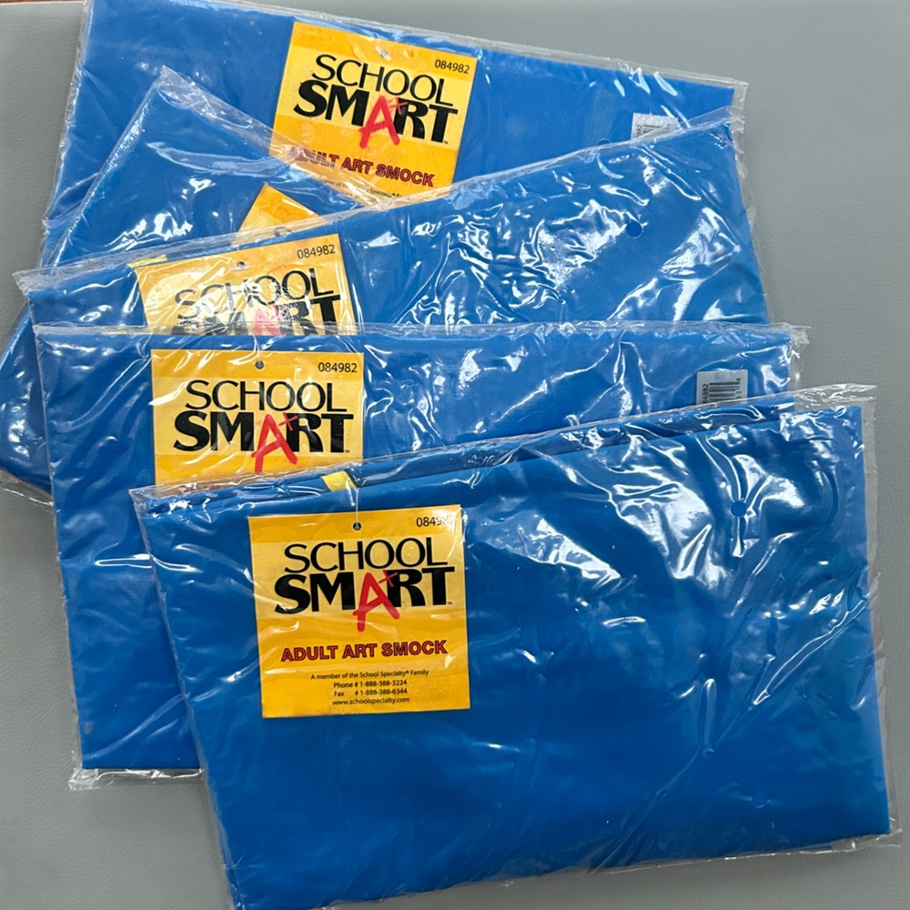 NWT - School Smart Adult Art Smock - Bright Blue (Lot of 5)